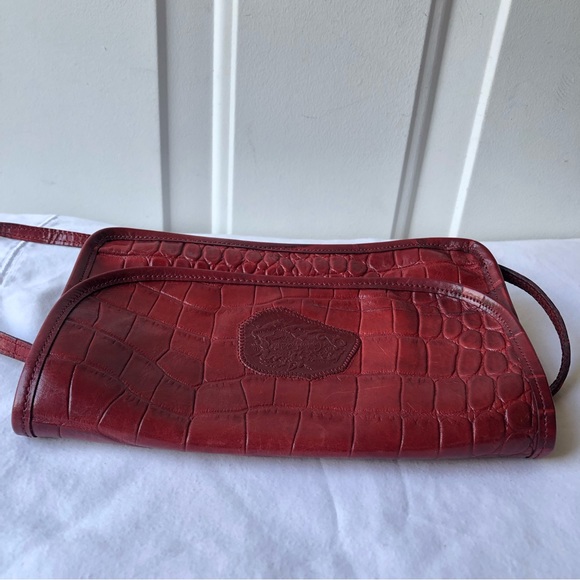 VINTAGE CARLOS FALCHI CROC 🐊 EMBOSSED LEATHER SHOULDER BAG - Picture 6 of 15